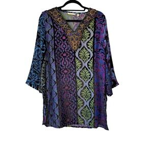 Soft Surroundings Vistosa Purple Velvet Burnout Blouse Tunic. Size‎ M